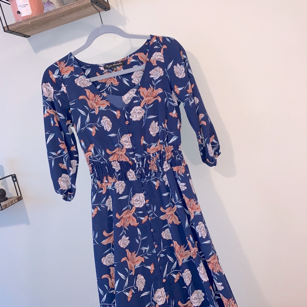 Ryan Michelle PS Long button-down Floral Dress